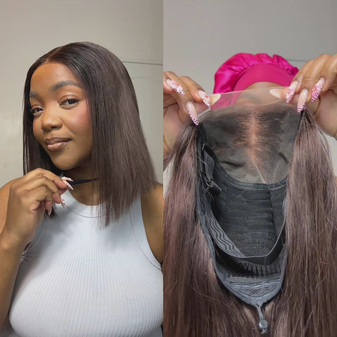 Kamo Leslie Recommended Chocolate Brown Vietnamese Hair 5x5 Lace Bob Wig Human Hair