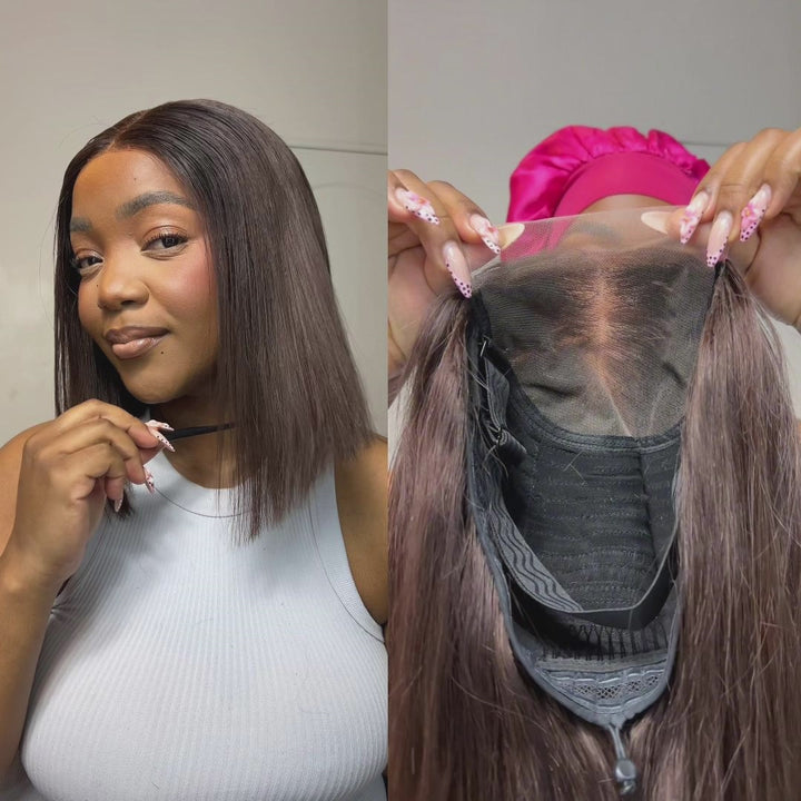 Kamo Leslie Recommended Chocolate Brown Vietnamese Hair 5x5 Lace Bob Wig Human Hair