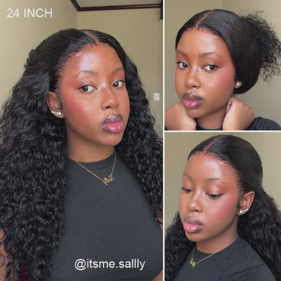 Sally Recommended Wet And Wavy 13x6 Full Frontal Wig Deep Part with Drawstring Water Wave Human Hair