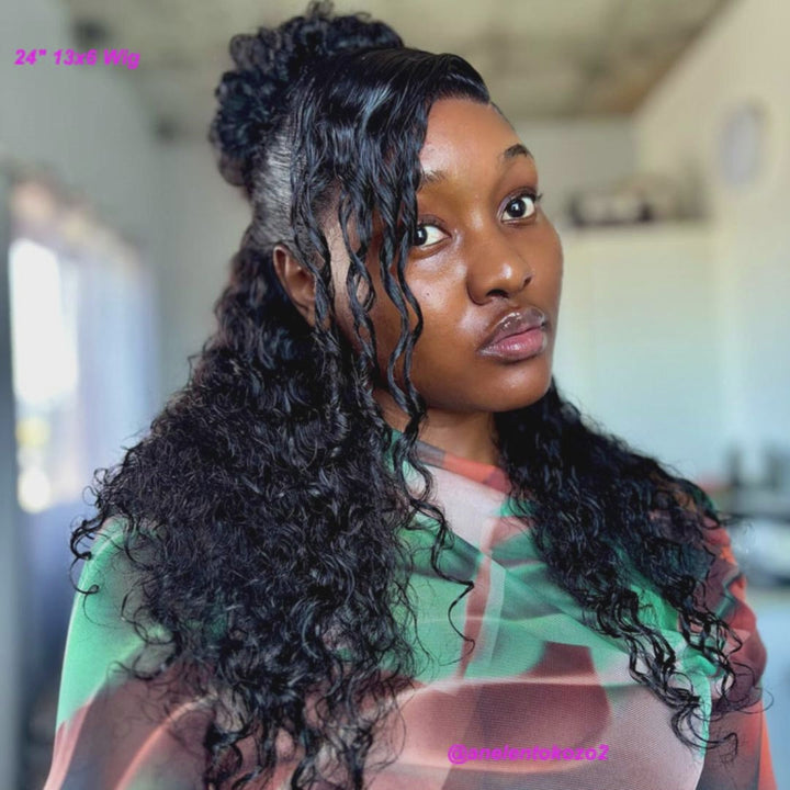 Anne Rose Glueless 13x6 Full Frontal Wig Pre Plucked Water Wave Human Hair
